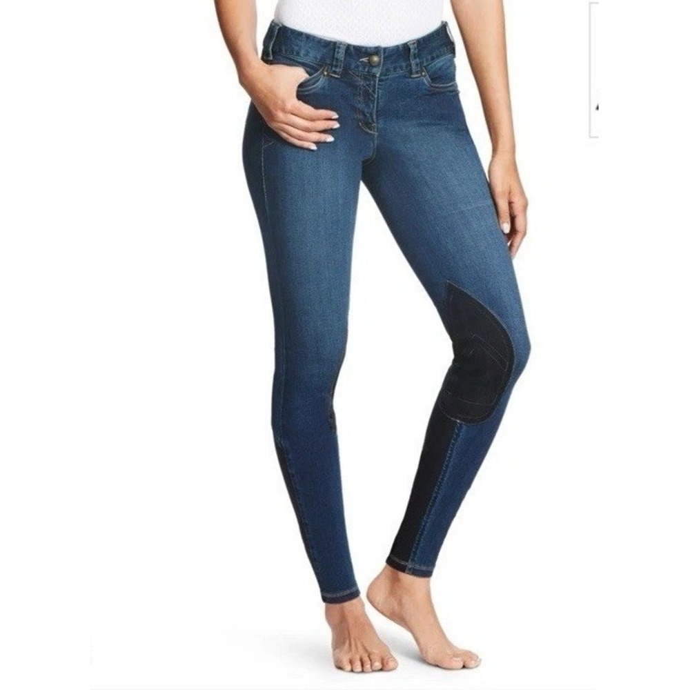 Ariat Denim Knee Patch Breeches Womens 28R Indigo Equestrian Riding Jeans